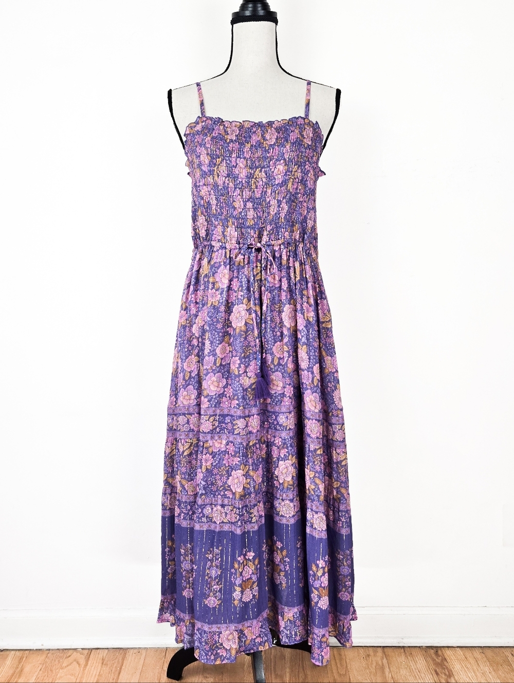 NWT Spell Juniper Shirred Strappy Midi Dress